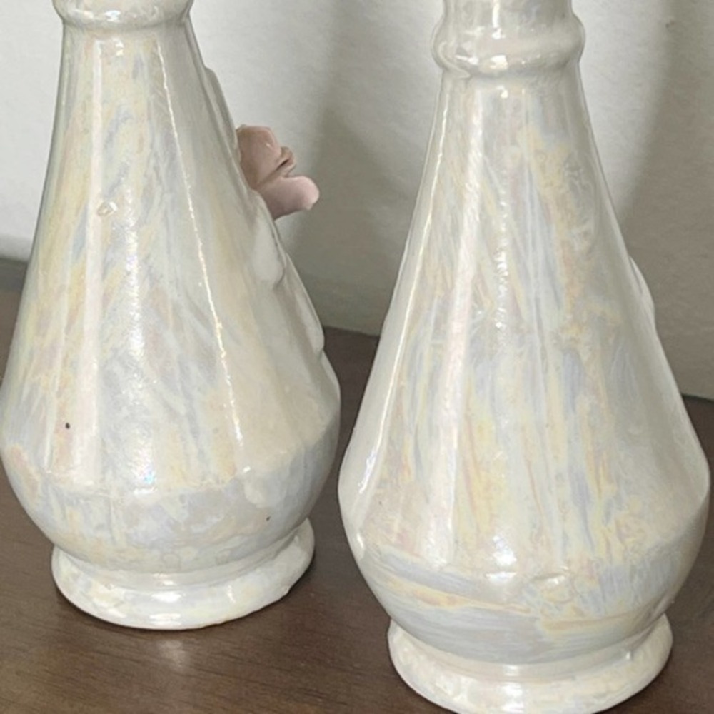 Vintage Betson’s Luster Pink Rose Bud Vase Set of 2 - Picture 5 of 8